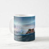 Vintages Kraken-Sea-Monster Kaffeetasse (Vorderseite Links)