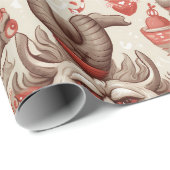 Vintages Krampusmuster Geschenkpapier (Rolleneckpunkt)