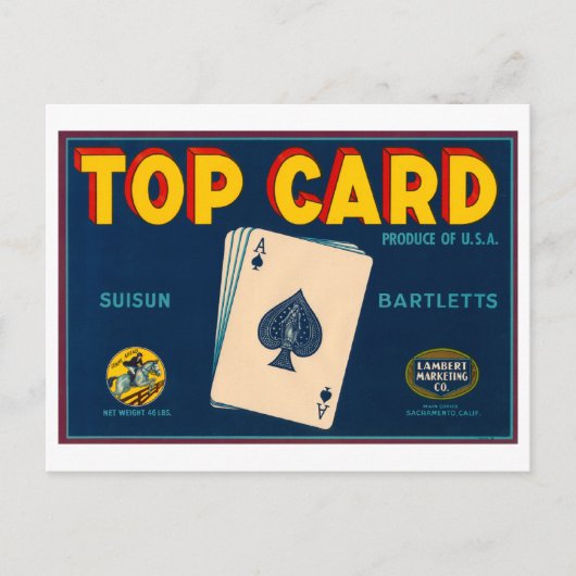 Vintages Kratenetikett mit Oberkartenunterlage Postkarte (Vorderseite)