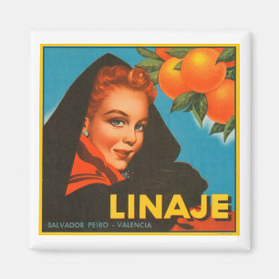 Vintages Kratetikett der Marke Linaje Magnet