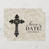 Vintages kreisförmiges katholisches Kreuz Save the Ankündigungspostkarte (Vorne/Hinten)