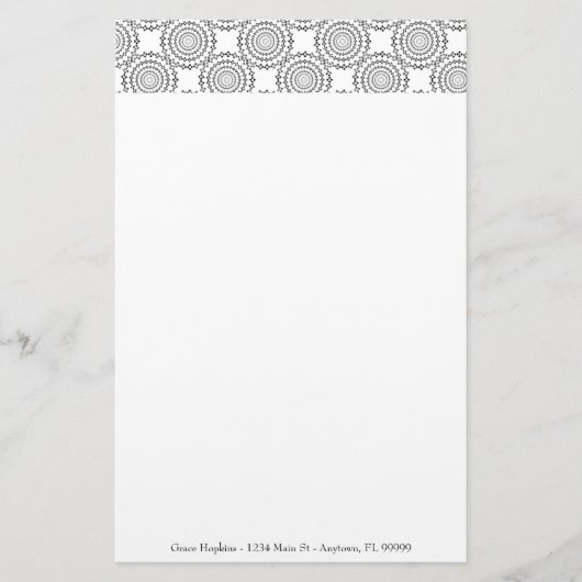 Vintages Kreismuster Personalisierte Schreibweise Briefpapier (Vorderseite)