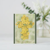 Vintages Kreuz mit gelben Blüten Ostern Postkarte (Stehend Vorderseite)