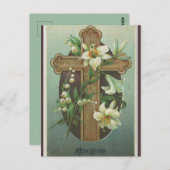 Vintages Kreuz mit Lilie Osterpostkarte Postkarte (Vorne/Hinten)