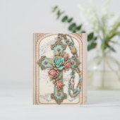 Vintages Kreuz und Blume Postkarte (Stehend Vorderseite)
