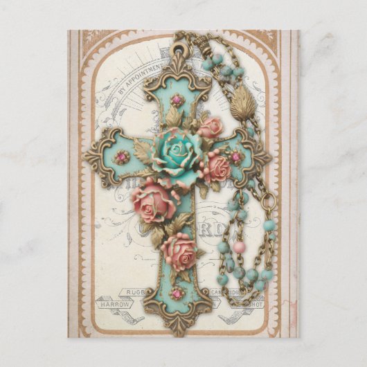 Vintages Kreuz und Blume Postkarte (Vorderseite)