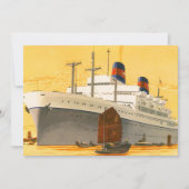 Vintages Kreuzfahrtschiff zur Orientierungshilfe Einladung (Vorderseite)