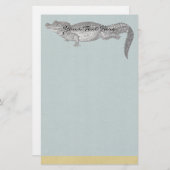 Vintages Krokodil-Briefpapier Briefpapier (Vorne/Hinten)