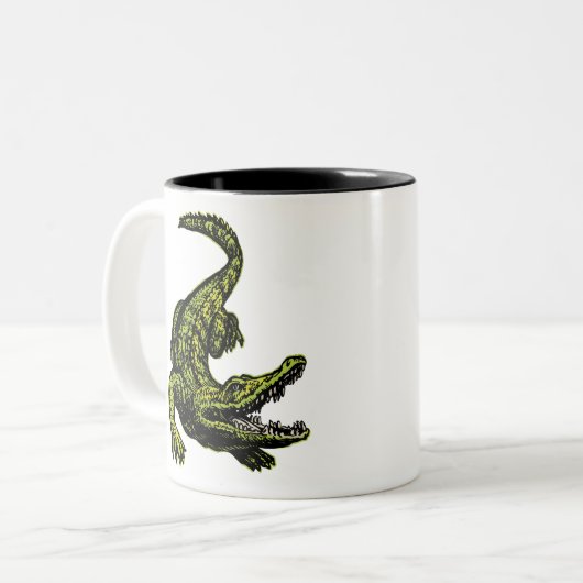 Vintages Krokodil Zweifarbige Tasse (Vorderseite Links)