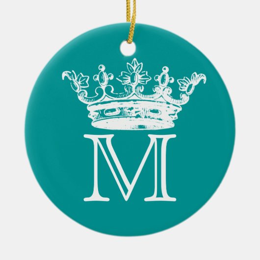 Vintages Kronen-Monogramm Keramik Ornament (Vorne)