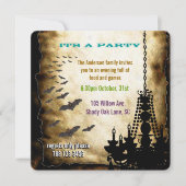Vintages Kronleuchter und Bat-Halloween-Party Einladung (Vorderseite)