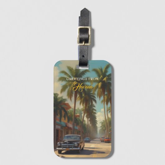 Vintages Kuba - Gruß aus Havanna Gepäckanhänger (Vorderseite Vertikal)