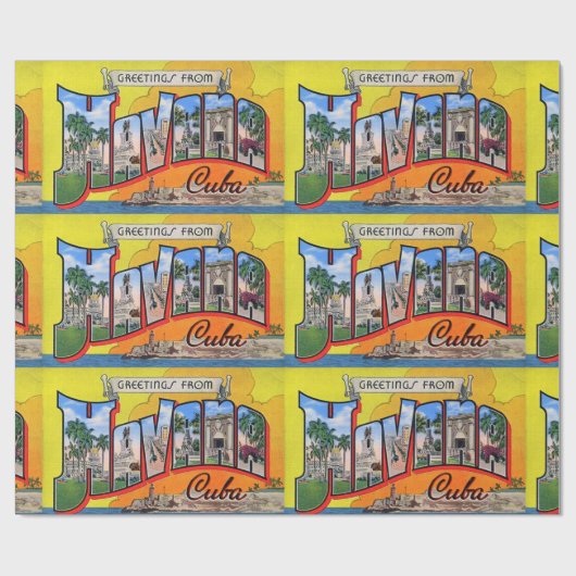 Vintages Kuba - Gruß aus Havanna Geschenkpapier (Flach)