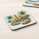 Vintages Kuba - Gruß aus Havanna Getränkeuntersetzer (Linke Seite)