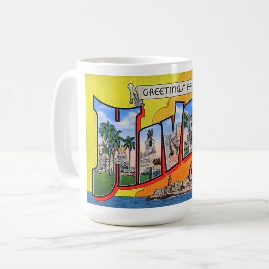 Vintages Kuba - Gruß aus Havanna Kaffeetasse (Vorderseite Links)