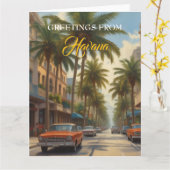 Vintages Kuba - Gruß aus Havanna Karte (Gelbe Blume)