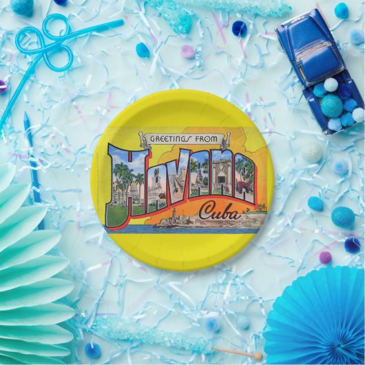 Vintages Kuba - Gruß aus Havanna Pappteller (Party)
