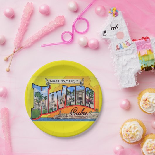 Vintages Kuba - Gruß aus Havanna Pappteller (Party)