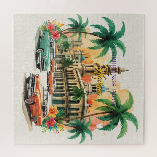 Vintages Kuba - Gruß aus Havanna Puzzle (Horizontal)