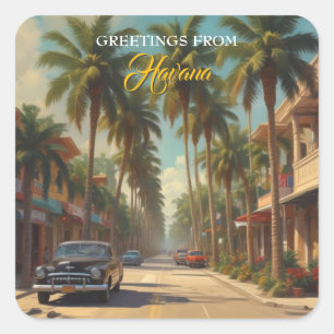 Vintages Kuba - Gruß aus Havanna Quadratischer Aufkleber