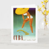 Vintages Kuba Ideal Vacacation Land Karte (Gelbe Blume)