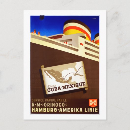 Vintages Kuba Mexiko Schifffahrt Liner Reisen Postkarte (Vorderseite)