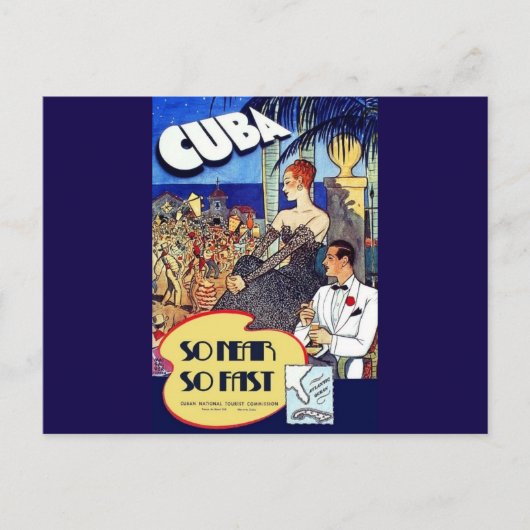 Vintages Kuba so schnell unterwegs Postkarte (Vorderseite)