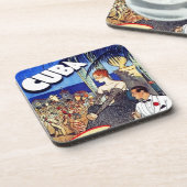 Vintages Kuba so schnell unterwegs Untersetzer (Linke Seite)