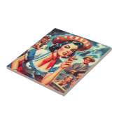 Vintages kubanisches Button Fliese (Seite)