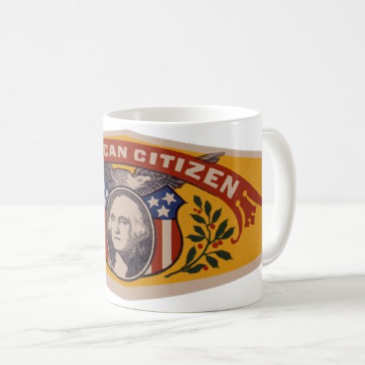 Vintages kubanisches Zigarrenlabel Art, amerikanis Kaffeetasse (VorderseiteRechts)
