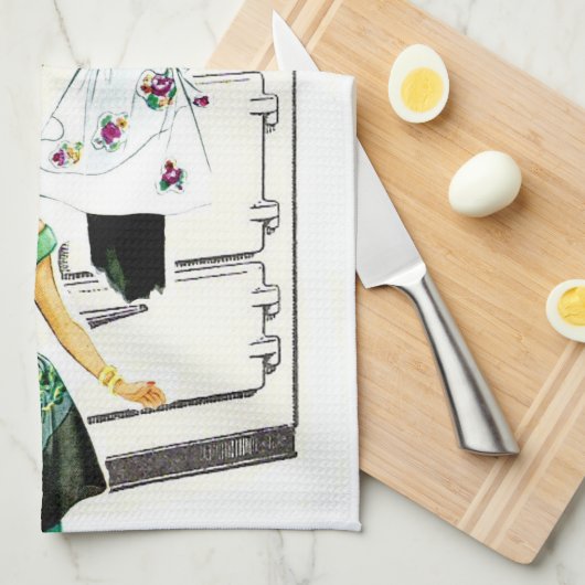 Vintages Küchen-Ofentuch Geschirrtuch (Viertel Falte)