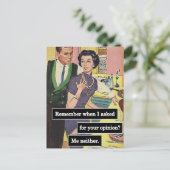 Vintages Küchenpaar jeder hat Meinungen Postkarte (Stehend Vorderseite)