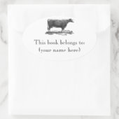 Vintages Kuhätzchen Buchzeichen Ovaler Aufkleber (Tasche)