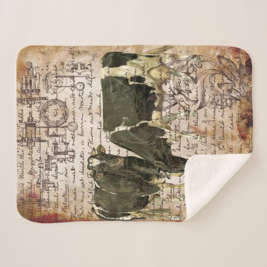 Vintages Kuhdesign Sherpadecke (Vorderseite (Horizontal))