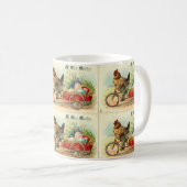 Vintages Küken auf dem Fahrrad Osterfest Kaffeetasse (VorderseiteRechts)