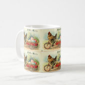 Vintages Küken auf dem Fahrrad Osterfest Kaffeetasse (Vorderseite Links)