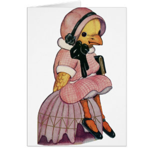 Vintages Küken in einem hübsch rosa Kleid