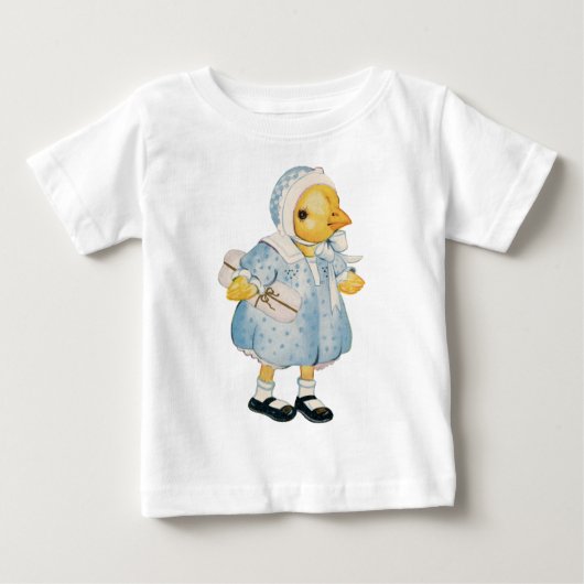 Vintages Küken in einem Kleid Baby T-shirt (Vorderseite)