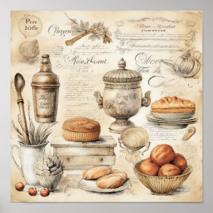 Vintages kulinarisches Erlebnis Muster Poster