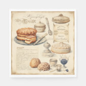 Vintages kulinarisches Erlebnis Muster Serviette (Vorderseite)
