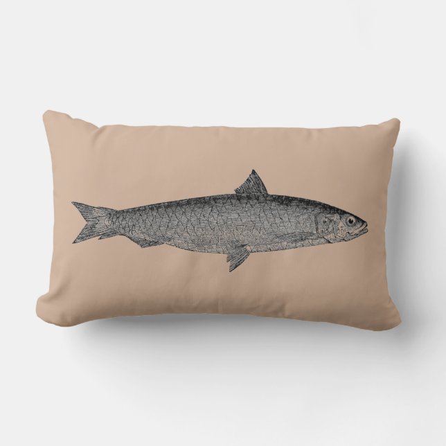 Vintages Kunst-Fisch-Kissen Lendenkissen (Vorderseite)