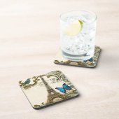 Vintages Kunst nouveau blauer Turm Wirbelsparis Untersetzer (Rechte Seite)