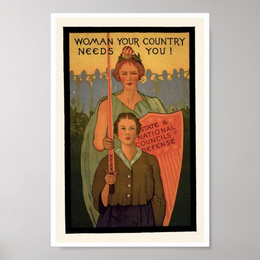 Vintages Kunstdruckposter des Zweiten Weltkriegs Poster (Vorne)