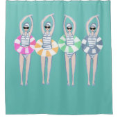 Vintages künstlerisches Schwimmbad Schwimmbad Schw Duschvorhang (Vorderseite)