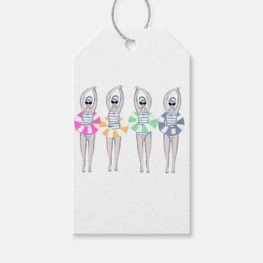 Vintages künstlerisches Schwimmbad Schwimmbad Schw Geschenkanhänger (Vorderseite)