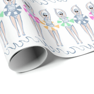 Vintages künstlerisches Schwimmbad Schwimmbad Schw Geschenkpapier