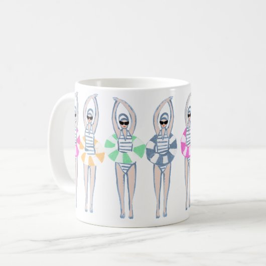 Vintages künstlerisches Schwimmbad Schwimmbad Schw Kaffeetasse (Vorderseite Links)