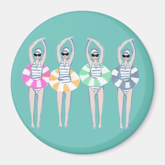 Vintages künstlerisches Schwimmbad Schwimmbad Schw Magnet (Vorne)