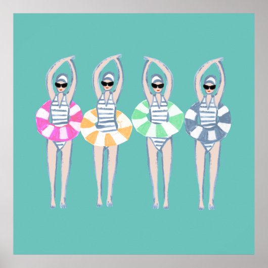 Vintages künstlerisches Schwimmbad Schwimmbad Schw Poster (Vorne)