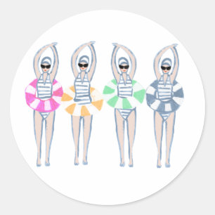 Vintages künstlerisches Schwimmbad Schwimmbad Schw Runder Aufkleber